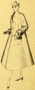 Femme en manteau de poussière et chapeau pointu, vers 1952 - Shirley Markham