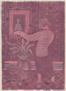 Femme arrosant des plantes, vers 1951 - Shirley Markham
