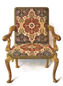 Chaise dorée recouverte de broderie - Shirley Charles Llewellyn Slocombe