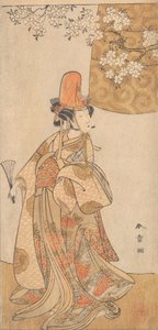 Segawa Tomisaburo dans le rôle de Musume Dojoji dans Hanagatami Kazaori Eboshi, février 1774 - Shunsho