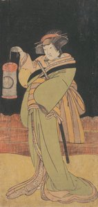 Le Deuxième Yamashita Kinsaku en Femme Debout la Nuit, vers 1779 - Shunsho