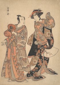 Le troisième Segawa Kikunojo en tant que Ochiyo et Bando Mitsugoro en tant que Hanbei, 5ème mois, 1781 - Shunsho