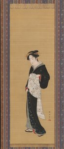 Femme en kimono noir - Shunsho