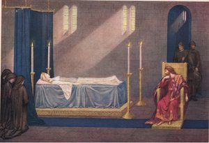Charlemagne et la morte Fastrada. Assis à côté de Fastrada à Ingelheim