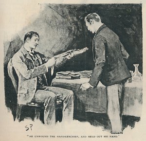 Il dénoua le mouchoir et tendit la main, 1892 - Sidney Paget