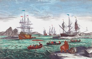 Flotte baleinière au large du Groenland au 18e siècle