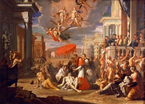 Saint Charles Borromée administrant la Sainte Communion aux victimes de la peste en 1576, par Sigismund Caula - Sigismondo Caula