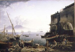 Vue de Naples, le quai de Santa Lucia