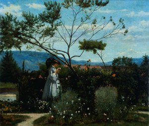 Parmi les fleurs dans le jardin