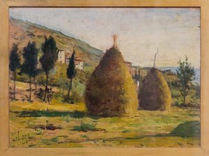 Meules de foin au soleil, vers 1890 - Silvestro Lega
