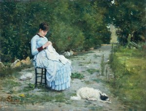 Dans le jardin - Silvestro Lega