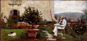 Luigi Tommasi dans son jardin - Silvestro Lega