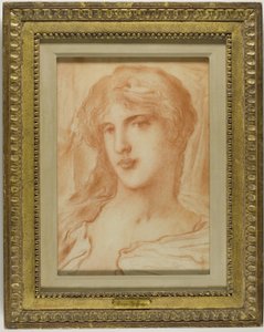 Tête, vers 1880 (craie rouge sur papier vélin chamois) - Simeon Solomon