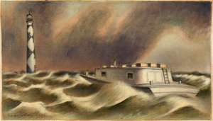 Mail to Cape Lookout (étude murale, bureau de poste de Beaufort, Caroline du Nord) - Simka Simkhovitch