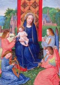 Madone et Enfant avec des anges jouant des instruments, des Heures de Joanna de Ghistelles, c.1516 - Simon (attr. to) Bening
