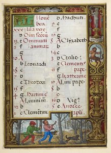 Page de calendrier pour novembre, illustration du 