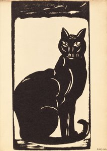Chat noir (gravure sur bois) - Simon Albert Bussy