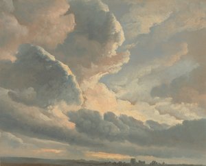 Étude de nuages avec un coucher de soleil près de Rome - Simon Alexandre Clément Denis