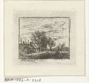 Paysage avec maisons et arbres