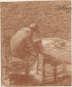 Homme écrivant à une table - Simon Andreas Krausz