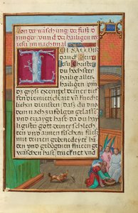 Bordure avec Abraham lavant les pieds des trois anges