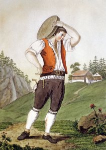 Vacher en Suisse, début du 19e siècle (gravure)