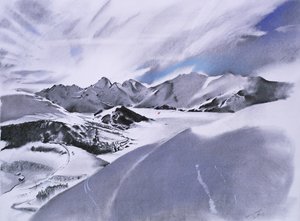 Alpes et nuages, 2003 (pastel et techniques mixtes sur papier)