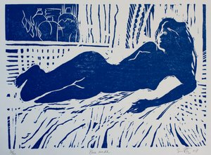Nu bleu, 2007 (gravure sur bois) - Simon Fletcher