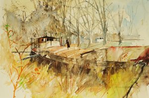 Canal du Midi, 2000 (aquarelle) - Simon Fletcher