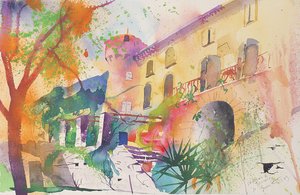 Château et terrasse, 2003 (aquarelle sur papier) - Simon Fletcher