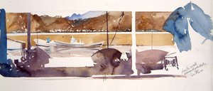 Mur du quai Amanohashidate, 2000 (aquarelle) - Simon Fletcher