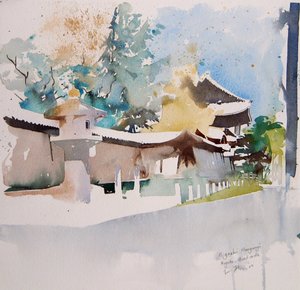 Higashi Honganji Kyoto, 2000 (aquarelle)