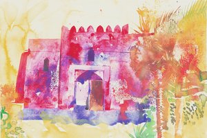 Murs de Jabreen, Oman, 2005 (aquarelle) - Simon Fletcher