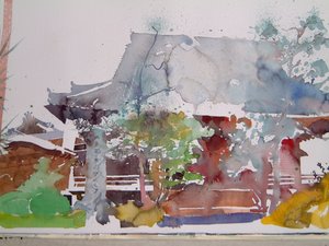Temple de Kyoto (aquarelle sur papier) - Simon Fletcher