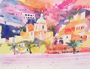 Plage de Positano, 2003 (aquarelle sur papier) - Simon Fletcher