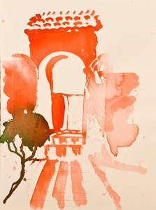 Porte rouge, 2016 (aquarelle) - Simon Fletcher