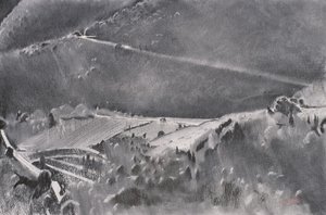 The High Road, 2001 (pastel et techniques mixtes sur papier) - Simon Fletcher