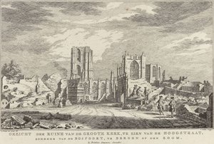 Ruine de la Grande Église de Bergen op Zoom, 1748 (Dix vues des ruines après le siège et la destruction de Bergen op Zoom) - Simon Fokke