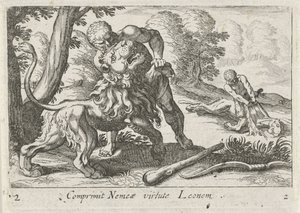 Hercule combattant le lion de Némée - Simon Frisius