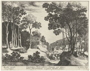Paysage avec Christ et la guérison de la femme hémorroïsse - Simon Frisius