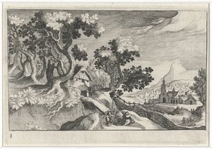 Paysage avec quelques bâtiments - Simon Frisius