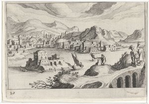 Vue de ville dans une vallée fluviale (Paysages d