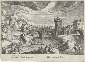 Vue de ville avec une rivière (série) - Simon Frisius