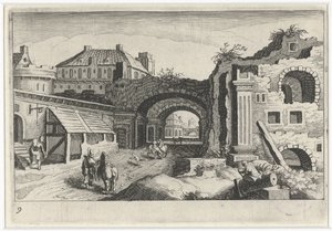 Vue de la ville avec une ruine - Simon Frisius