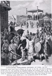 Constantin proclamé empereur à York, 306 après J.-C., illustration de 