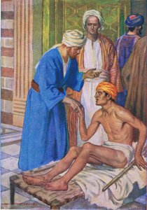 Pierre et Jean à la belle porte, de The Bible Picture Book publié par Thomas Nelson, c.1950 - Simon Harmon Vedder