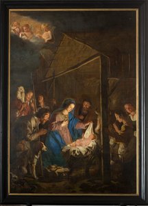 Église paroissiale (Onze-Lieve-Vrouw-Hemelvaartkerk). Intérieur. Peinture. Scène de Noël. Simon De Paepe. Origine abbaye Ename (?).