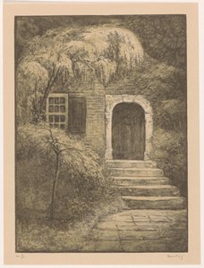 Porte avec escalier en pierre - Simon Moulijn (signed by artist)