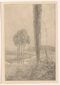 Paysage avec arbres et ruisseau - Simon Moulijn