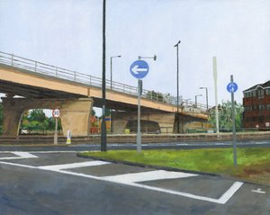 Passage supérieur et intersection en béton, 2024 (huile sur toile) - Simon Neville